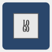 Navy Blueのビジネスカスタムロゴまたは会社ロゴ スクエアシール (正面)