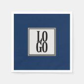 Navy Blueのビジネスカスタムロゴまたは会社ロゴ スタンダードカクテルナプキン (正面)