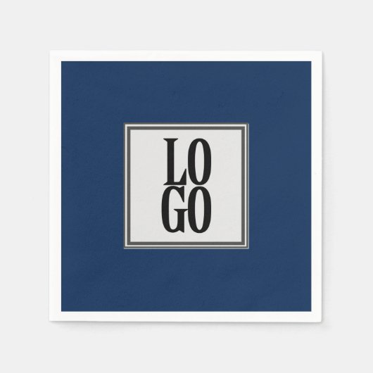 Navy Blueのビジネスカスタムロゴまたは会社ロゴ スタンダードカクテルナプキン (正面)