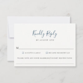 Navy Blueの食結婚品アレルギーRSVPカード 出欠カード