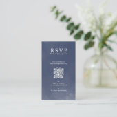 Navy Blueタイポグラフィ結婚のQR RSVPの例 エンクロージャーカード (スタンド正面)