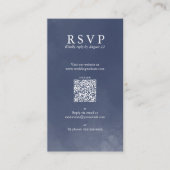 Navy Blueタイポグラフィ結婚のQR RSVPの例 エンクロージャーカード (正面)