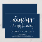 Navy Blueモダンスクリプ素朴ト、婚約パーティ 招待状 (正面/裏面)