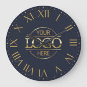 Navy Blueモダン Branded Companyのビジネスロゴ ラージ壁時計 (正面)