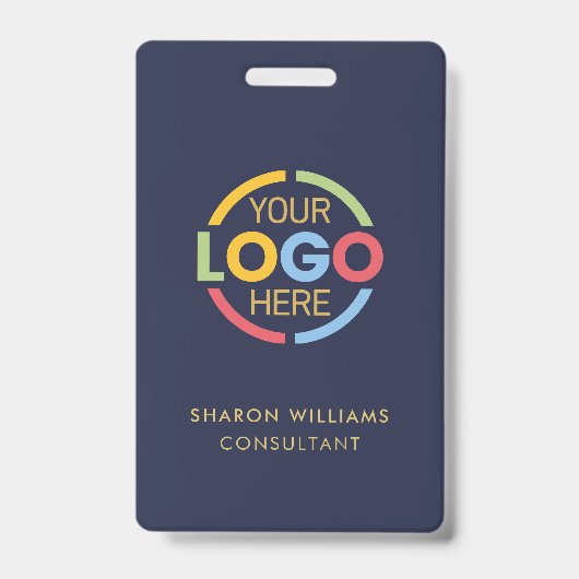 Navy Blue従業員IDとカスタムBusiness Logo Ba バッジ (表面)