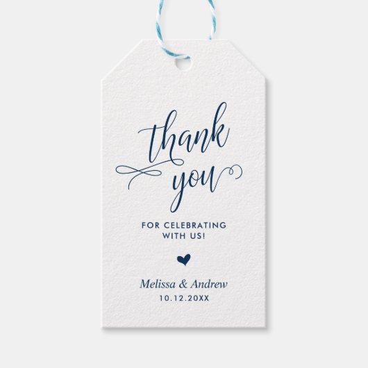 Navy Blue祝さん、ありがとうござ結婚う ギフトタグ (正面)