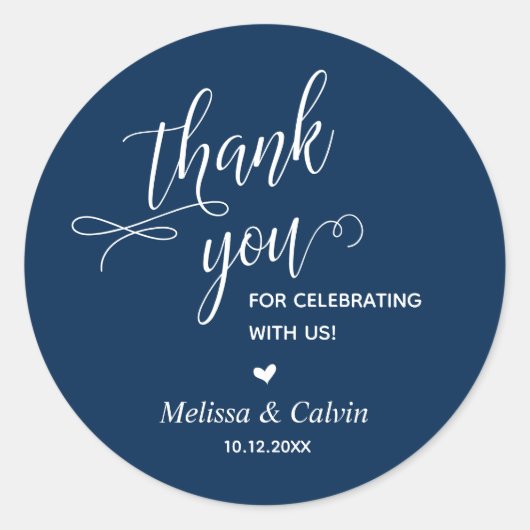 Navy Blue祝さん、ありがとうござ結婚う ラウンドシール (正面)