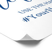 Navy Blue結婚書道へのハッシュタグのサイン ポスター (角)