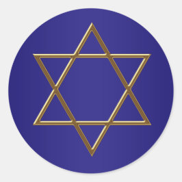 Navy Blue金ゴールドスターのDavid Stickers ラウンドシール