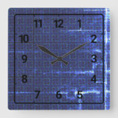Navy blue abstract geometric pattern スクエア壁時計 (正面)