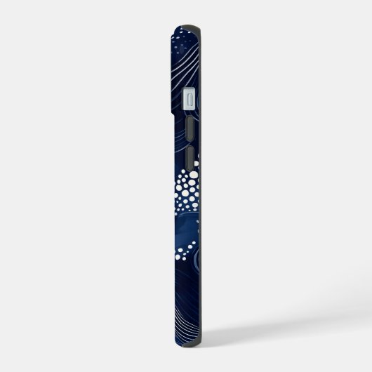 Navy Blue Abstract iPhone 15ケース (左側面)