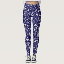 Navy Blue Abstract Leggings  レギンス