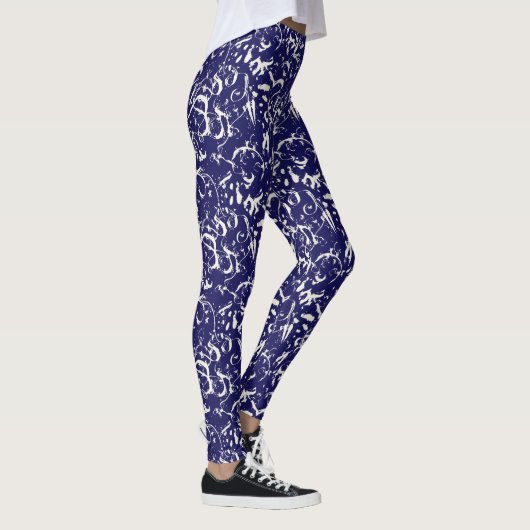 Navy Blue Abstract Leggings  レギンス (右)