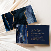 Navy Blue Agate Geode Gold Glitter Real Estate 名刺
