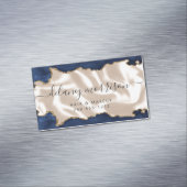 Navy Blue Agate Gold Glitter Ivory Luxury マグネット名刺 (インサイチュ)