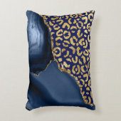 Navy Blue Agate Gold Glitter Leopard Spots アクセントクッション (正面(垂直))