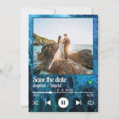 Navy Blue Album Cover Music Photo Save the Date 招待状 (正面)