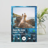 Navy Blue Album Cover Music Photo Save the Date 招待状 (スタンド正面)