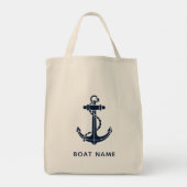 Navy Blue Anchor Boat Name Custom トートバッグ (裏面)
