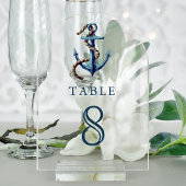 Navy Blue Anchor Wedding Acrylic Table Number アクリル招待状