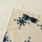 navy blue Anchor with Monogram Beige Coastal  ビーチタオル (インサイチュ)