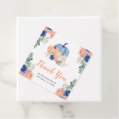 Navy Blue and Blush Floral Pumpkins Baby Shower フェイバータグ (インサイチュ)