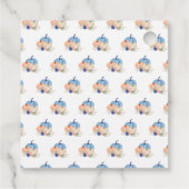 Navy Blue and Blush Floral Pumpkins Baby Shower フェイバータグ (裏面)