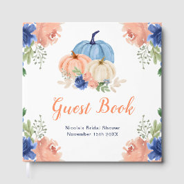 Navy Blue and Blush Floral Pumpkins Bridal Shower ゲストブック