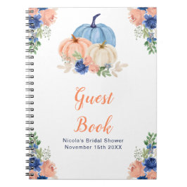 Navy Blue and Blush Floral Pumpkins Bridal Shower ノートブック