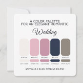 Navy Blue and Blush Wedding Color Palette Card 招待状 (裏面)