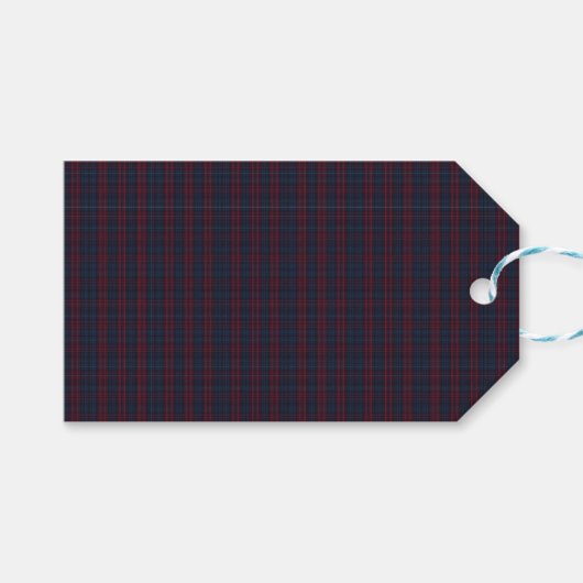 Navy Blue and Burgundy Plaid Gift Tag ギフトタグ (正面(横))
