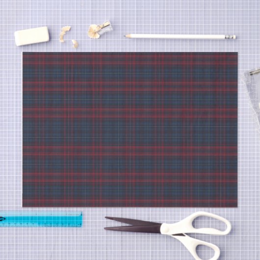 Navy Blue and Burgundy Plaid Tissue Paper 薄葉紙 (クラフト)