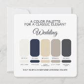 Navy Blue and Champagne Wedding Color Palette Card 招待状 (正面)