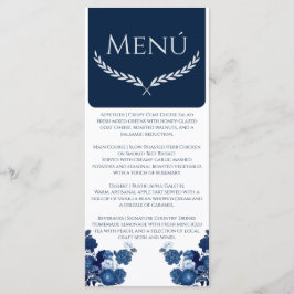 Navy Blue and Dusty Blue Floral Color Block Menu メニュー