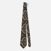 Navy Blue and Gold 3d Paisley Jacquard neck tie ネクタイ (正面)