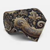 Navy Blue and Gold 3d Paisley Jacquard neck tie ネクタイ (ロール)