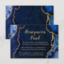 Navy Blue and Gold Agate Honeymoon Fund エンクロージャーカード