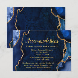 Navy Blue and Gold Agate Wedding Accommodations エンクロージャーカード