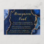 Navy Blue and Gold Agate Wedding Honeymoon Fund エンクロージャーカード (正面)