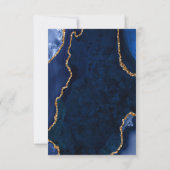 Navy Blue and Gold Agate Wedding Meal Choice 出欠カード (裏面)