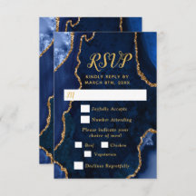 Navy Blue and Gold Agate Wedding Meal Choice