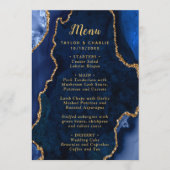 Navy Blue and Gold Agate Wedding Menu メニュー (正面)