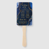 Navy Blue and Gold Agate Wedding Program ハンドファン (裏面)
