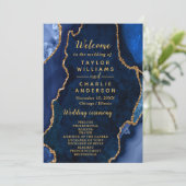 Navy Blue and Gold Agate Wedding Program プログラム (スタンド正面)