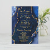Navy Blue and Gold Agate Wedding Program プログラム (スタンド正面)