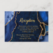 Navy Blue and Gold Agate Wedding Reception エンクロージャーカード (正面)