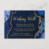 Navy Blue and Gold Agate Wedding Wishing Well エンクロージャーカード (正面)