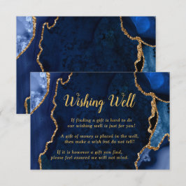 Navy Blue and Gold Agate Wedding Wishing Well エンクロージャーカード