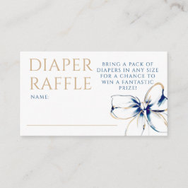 Navy Blue and Gold Bow Diaper Raffle Ticket エンクロージャーカード