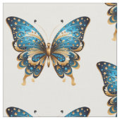 Navy Blue and Gold Butterfly Seamless Pattern ファブリック (クローズアップ)